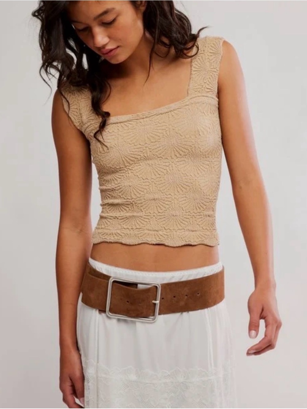 Free People Intimately Love Letter Cami -Oat Latte